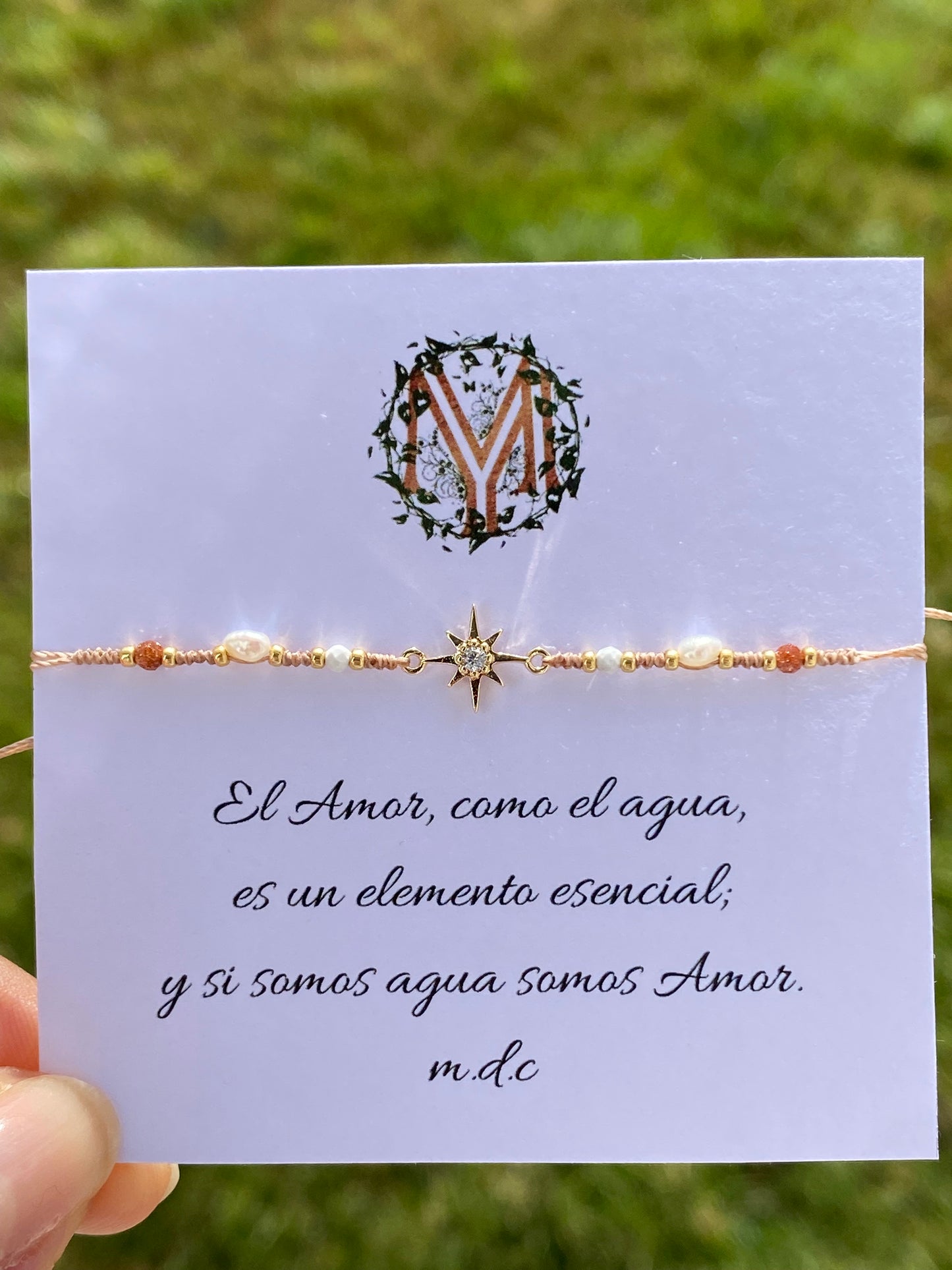 Pulsera PIDE UN DESEO/ Bracelet MAKE A WISH. Con arenisca facetada.
